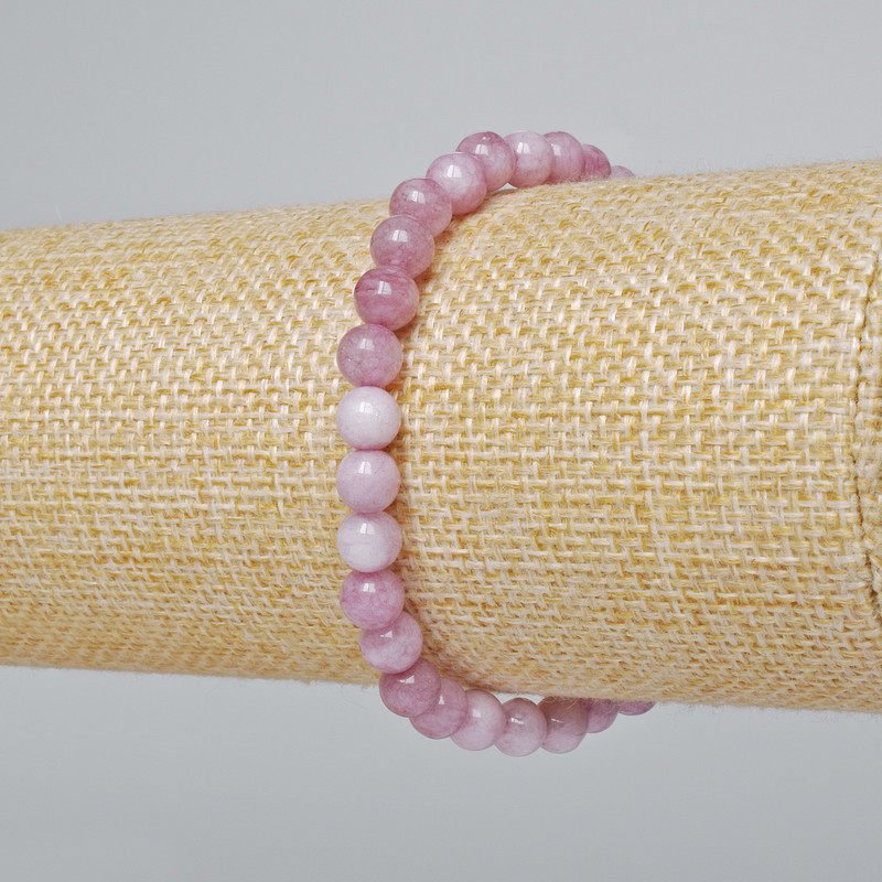 Brățară din kunzit artificial, bile netede, diametrul 6 mm, lungimea 18 cm (elastic)
