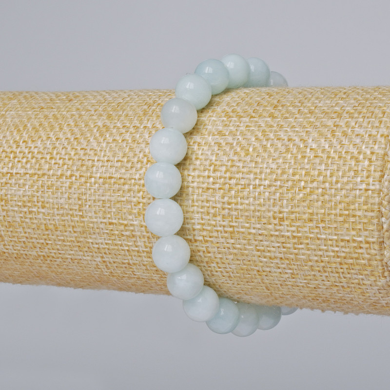 Brățară Acvamarin (acrilic artificial) bilă netedă, diametrul 8,5 mm, lungime 18 cm (elastic)