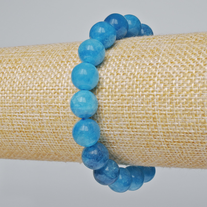 Brățară din apatită naturală, mărgele netede, diametrul de 10 mm +/-, lungimea 18 cm +/- (elastic)