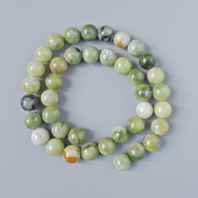Mărgele Opal Verde (acrilic artificial) bile netede, diametrul 10,5 mm, lungime 39 cm, pe fir