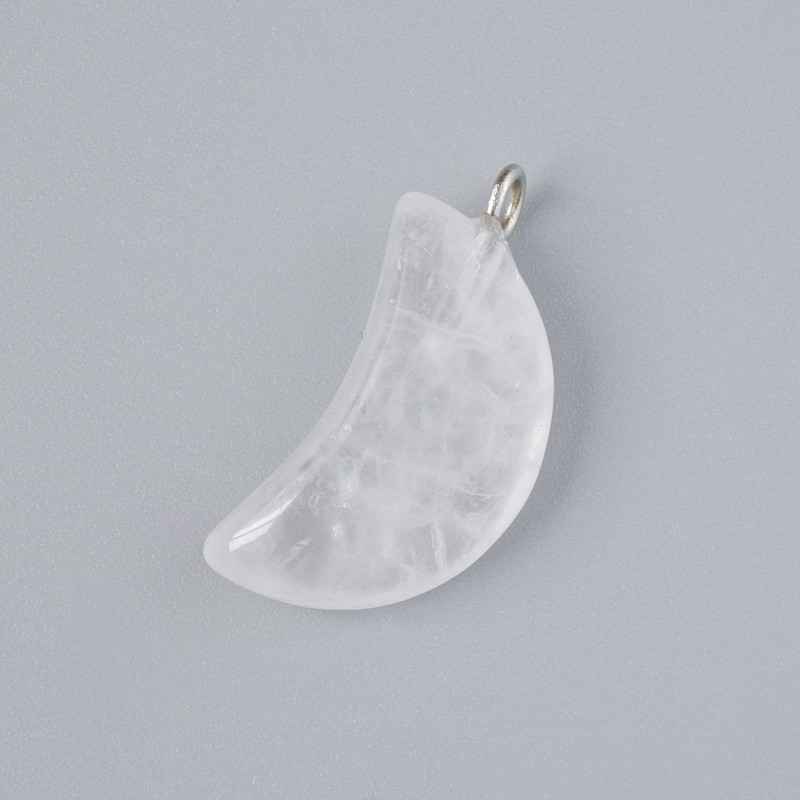 Pandantiv „Lună” din cristal de munte natural, diametrul 17×10 mm ±, lungime 25 mm ±