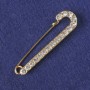 Broșă-pin cu cristale albe, metal auriu 72×20mm+