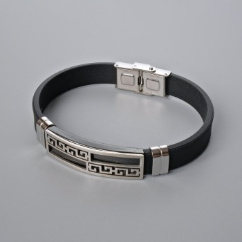 Браслет чоловічий з металевими вставками, довжина 21см, товщина 10мм+-, товщина вставки 11, 5мм+-, каучук