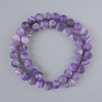 Mărgele de ametist, piatră naturală mată, sferice netede, diametrul de 8,5 mm, lungime de aproximativ 37 cm, pe șnur.