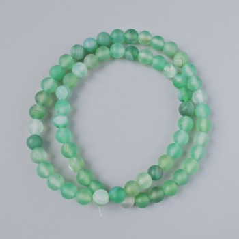 Mărgele din agat verde, mat, piatră naturală, formă sferică netedă, diametrul de 6 mm ±, lungime de 38 cm ±, pe fir