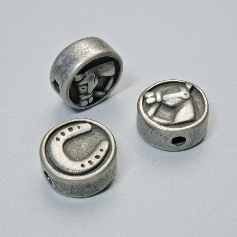 Inserție de mărgele «Potcoavă», diametru 10,5×5 mm, gaură de 1,8 mm, culoare metalică argintiu închis, 1 bucată