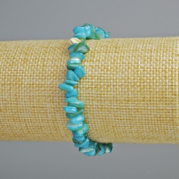 Brățară din sidef albastru tonifiat, granule de 7x2 mm, lungime 18 cm, extensibilă