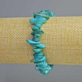 Brățară din sidef albastru nuanțat, granule de 10×2 mm, lungime 18 cm, elastică