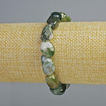 Brățară din agat mușchi natural, cu mărgele tăiate, diametrul 10×15 mm ±, lungime 18 cm ± (elastic)