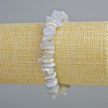 Brățară din agat albastru (chalcedon albastru, Safirin) piatră naturală mărunțită, diametru 10x3 mm +/-, lungime 18 cm +/- (pe elastic)