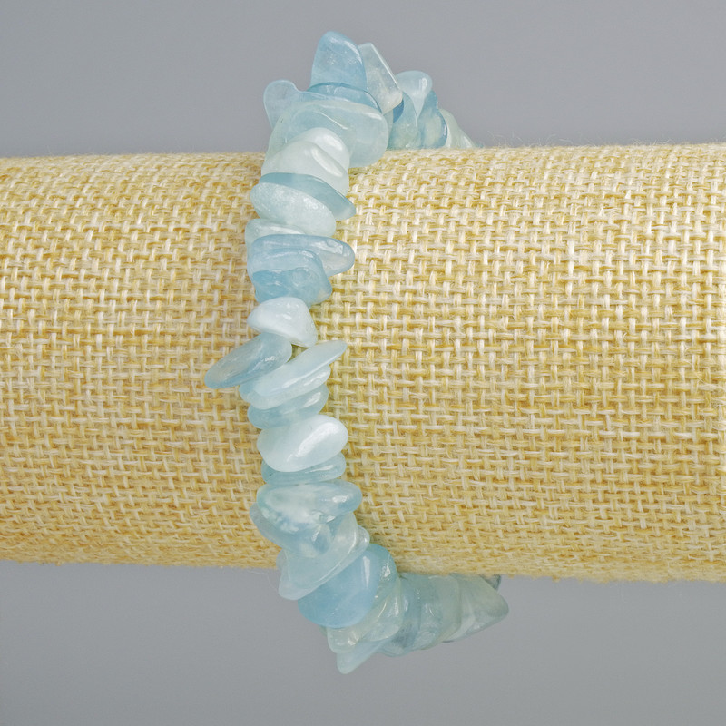 Brățară din acvamarin, fragmente de piatră naturală, diametrul 11×3 mm, lungime 18 cm (+/-) (pe bandă elastică)