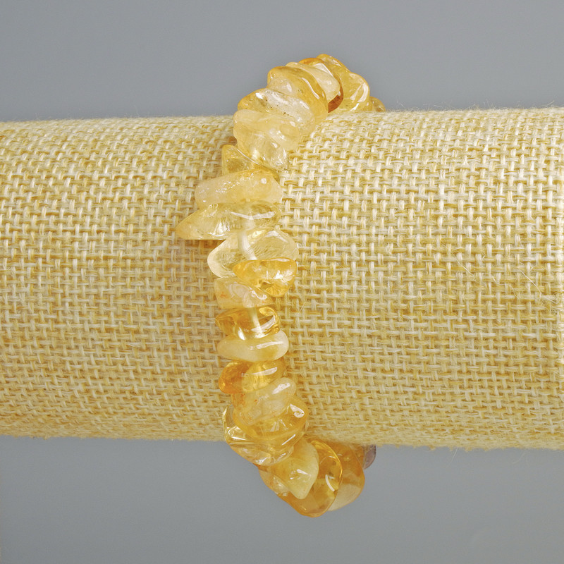 Brățară cu citrin, piatră naturală - fragmente, diametrul 11,5×4 mm, lungime 18 cm (elastică)