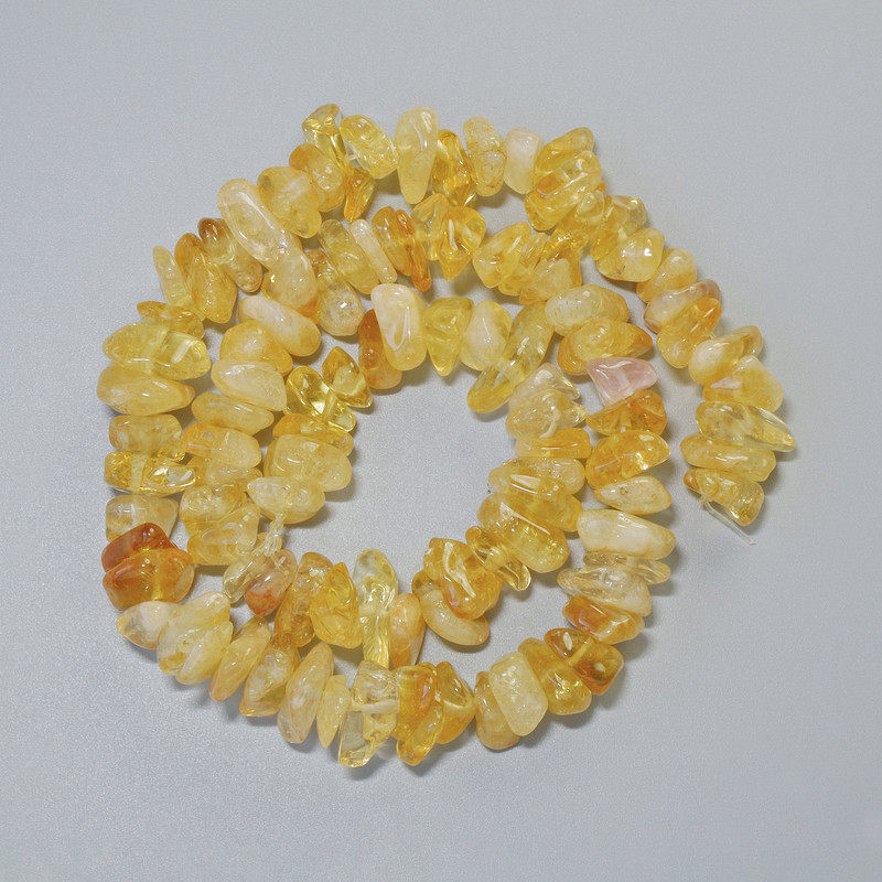 Mărgele de citrin, piatră naturală – fragmente, diametrul 11,5×4 mm, lungime 40 cm, pe fir