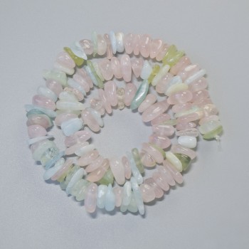 Mărgele din Morganit, piatră naturală, cioburi, diametru 12x4 mm ±, lungime 40 cm ±, pe șnur