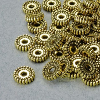 Furnitură mărgeană-inserație aurie, dimensiune 2×7 mm, gaură de 1,8 mm, culoare aurie a metalului, ambalaj 36 buc. +