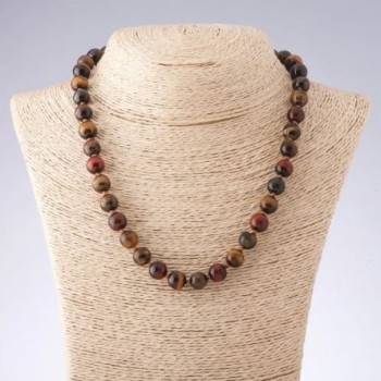 Colier cu ochi de tigru, ochi de bou și ochi de șoim, mărgele netede, diametrul 10 mm, lungime 45–48 cm+