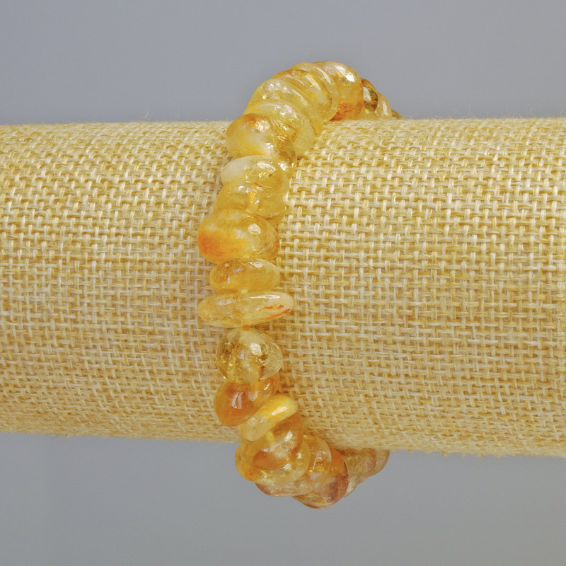 Brățară din citrin natural, mărgele tăiate 8x5 mm, pe elastic, lungime 18 cm