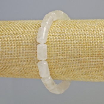 Brățară din cristal de munte natural, piatră cilindrică, diametrul 8×14 mm, +/- (pe bază elastică), lungime 18 cm+