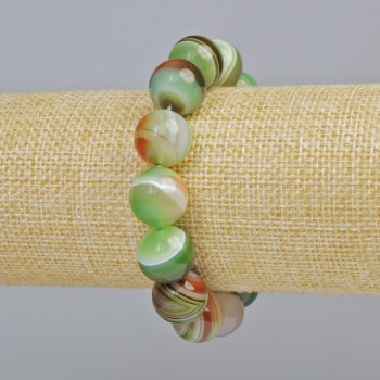 Brățară din agat brazilian, piatră naturală, bile netede, diametrul 14 mm +/- (elastică), lungime 18 cm+
