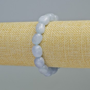 Brățară din acvamarin natural, piatră tăiată-fațetată, diametrul 10x12 mm +/- (pe elastic), lungime 18 cm+