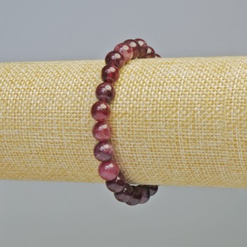 Brățară din turmalin rubelit, piatră naturală, mărgele netede, diametrul 8 mm ± (elastică), lungime 18 cm+