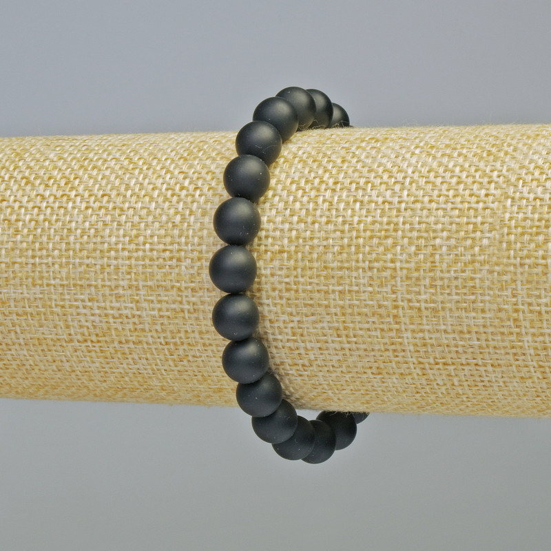Brățară din șungit artificial, bile netede, diametrul de 8 mm ± (elastic), lungime 18 cm+