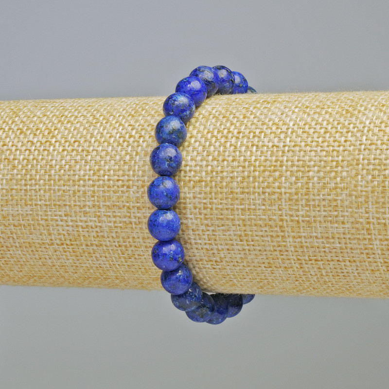 Brățară din lazurit sintetică (mărgele netede), diametru 8 mm, lungime 18 cm, pe șnur elastic