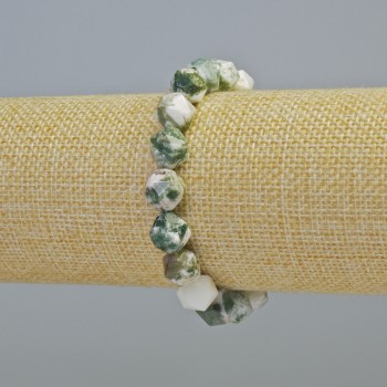 Brățară din agat mușchi, piatră naturală, mărgele tăiate, diametrul de 10 mm ± (pe elastic), lungimea de 18 cm+