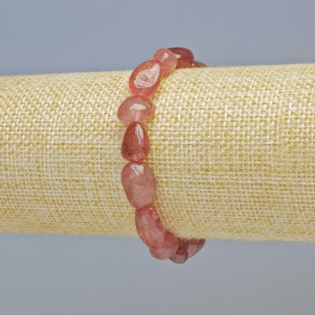 Brățară din cuarț căpșună, piatră naturală, mărgele tăiate, diametrul 9x12 mm +/- (pe elastic), lungime 18 cm