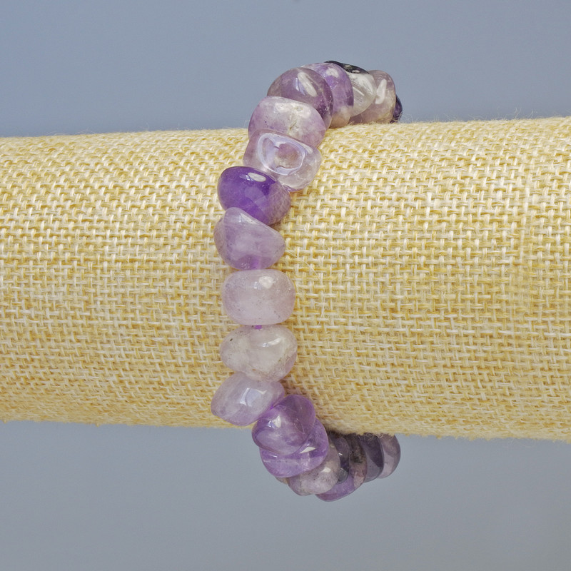 Brățară din ametist natural, mărgele fațetate, diametru 10,5×8 mm ±, lungime 18 cm, pe bază elastică