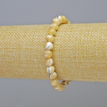 Brățară din sidef natural, mărgele netede, diametru 7 mm ± (elastică), lungime 18 cm+