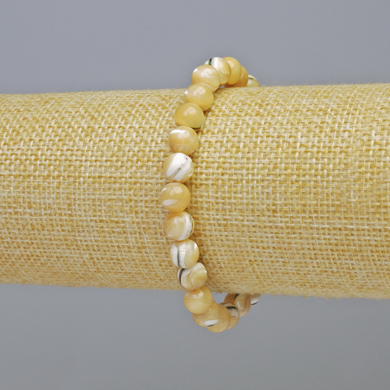 Brățară din sidef natural, mărgele netede, diametru 7 mm ± (elastică), lungime 18 cm+
