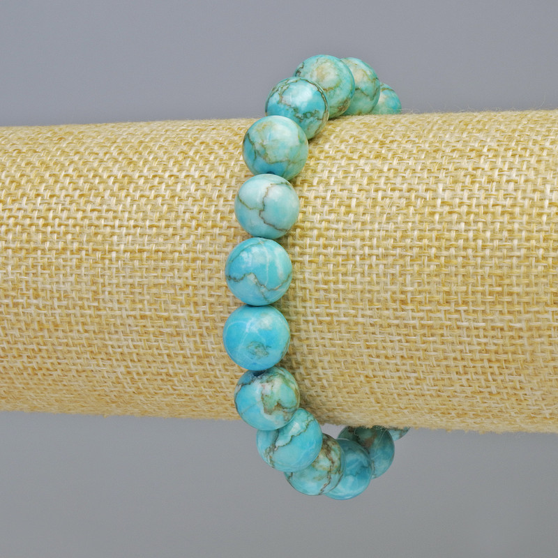 Brățară cu jasper albastru (sintetică) mărgele netede, diametrul 10,5 mm ± (elastic), lungime 18 cm+