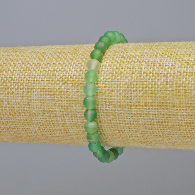 Brățară din agat verde mat, piatră naturală, mărgele netede de 6 mm, lungime 18 cm, elastică