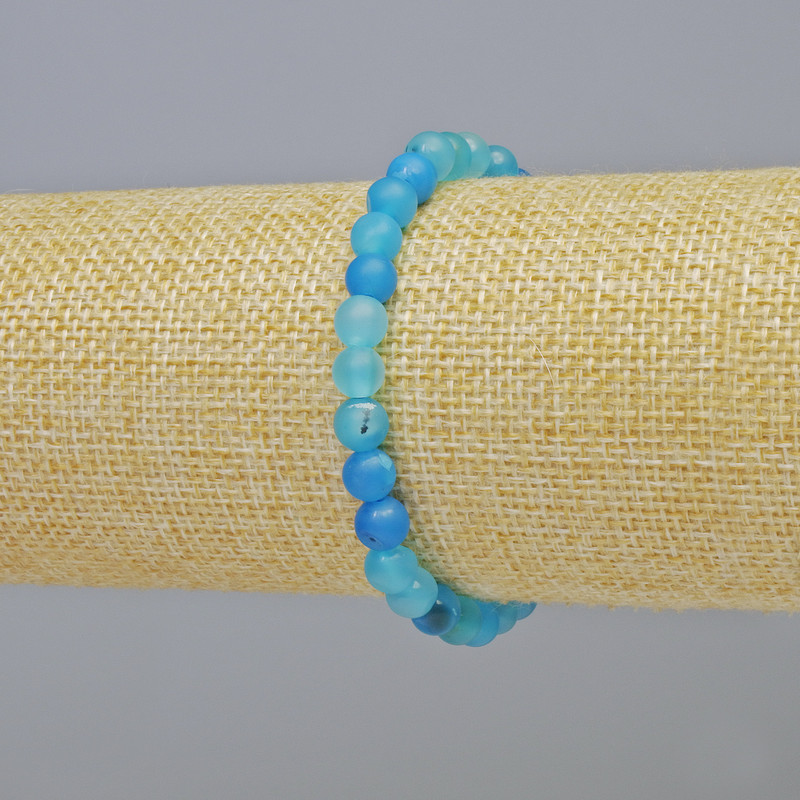 Brățară din agat albastru mat, piatră naturală, mărgele netede, diametrul de 6 mm ±, lungime 18 cm+