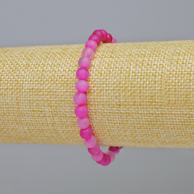 Brățară din agat zmeuriu, mat, piatră naturală, mărgele netede, diametrul aproximativ 6 mm, lungime 18 cm+