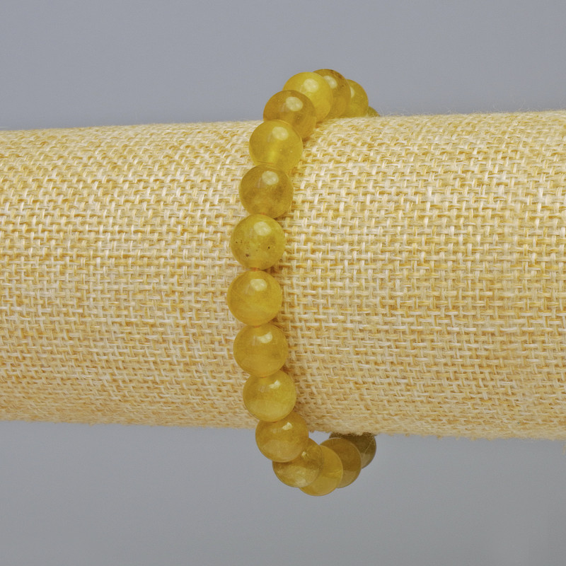 Brățară din cuarț galben, piatră naturală, mărgele netede, diametrul de 8,5 mm ± (elastic), lungime 18 cm+