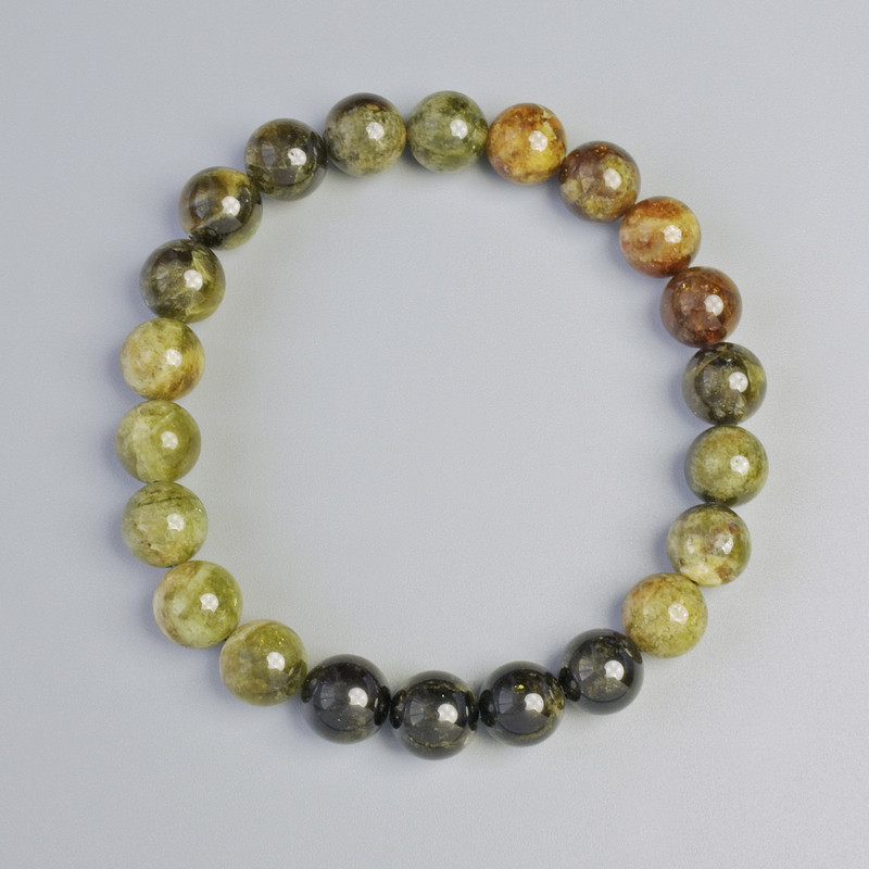 Brățară din grosular (granat verde), piatră naturală, mărgele sferice netede, diametrul de 8,5 mm ± (șnur elastic), lungime 18 cm+