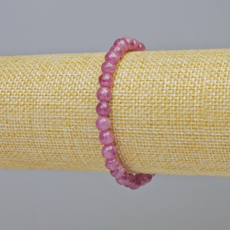 Brățară din turmalin rubelit, piatră naturală, mărgele netede, diametrul de 6 mm +/- (pe elastic), lungime 18 cm+