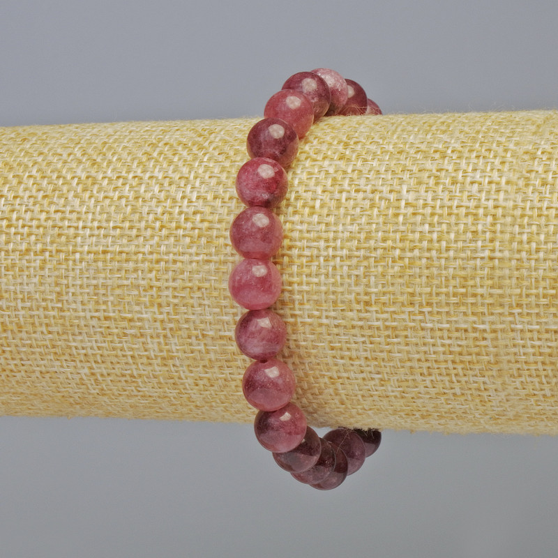 Brățară din rubelit turmalin natural, mărgele netede de 8 mm, lungime 18 cm, pe elastic