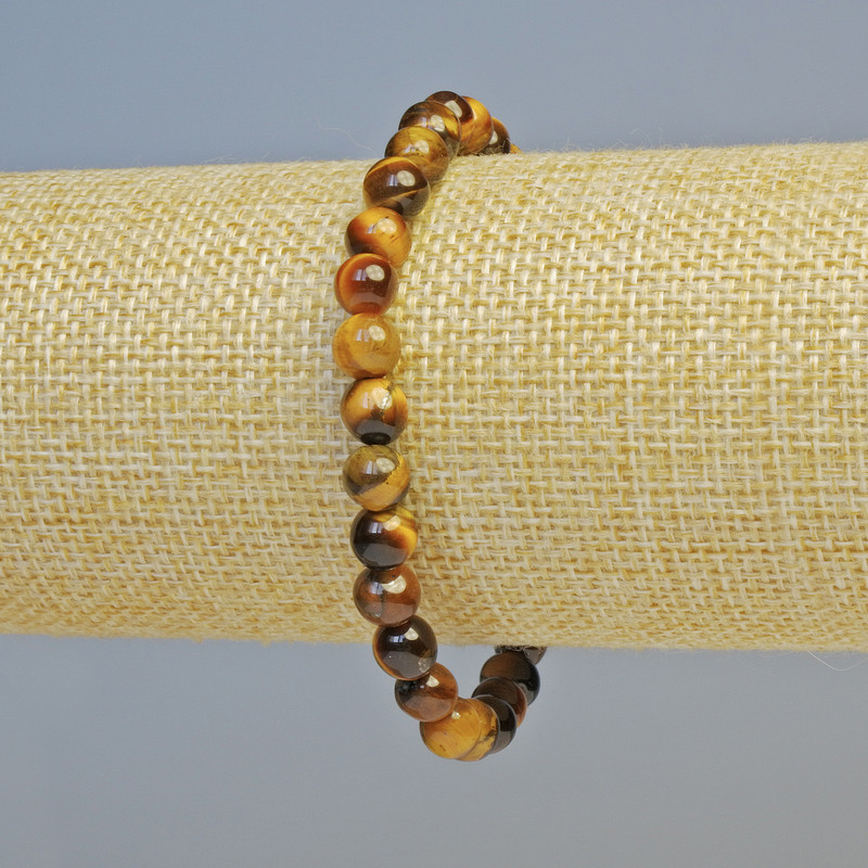 Brățară cu ochi de tigru din piatră naturală, mărgele netede, diametrul de 6,5 mm ± (elastic), lungime 18 cm+