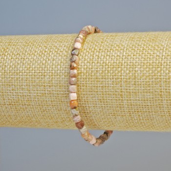 Brățară din rodocrozit, piatră naturală, cuburi facetate, diametrul aproximativ 4 mm, pe bază elastică, lungime 18 cm+