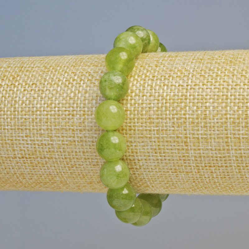 Brățară din jadeit natural, mărgele netede, diametru 10 mm ± (elastică), lungime 18 cm+