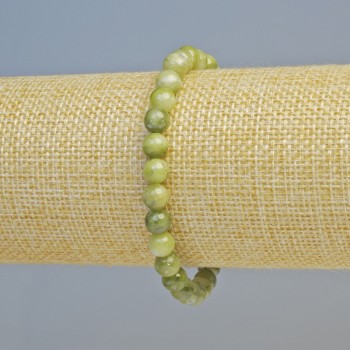 Brățară Opal Verde din acrilic, bile netede, diametru aproximativ 6 mm, extensibilă, lungime 18 cm