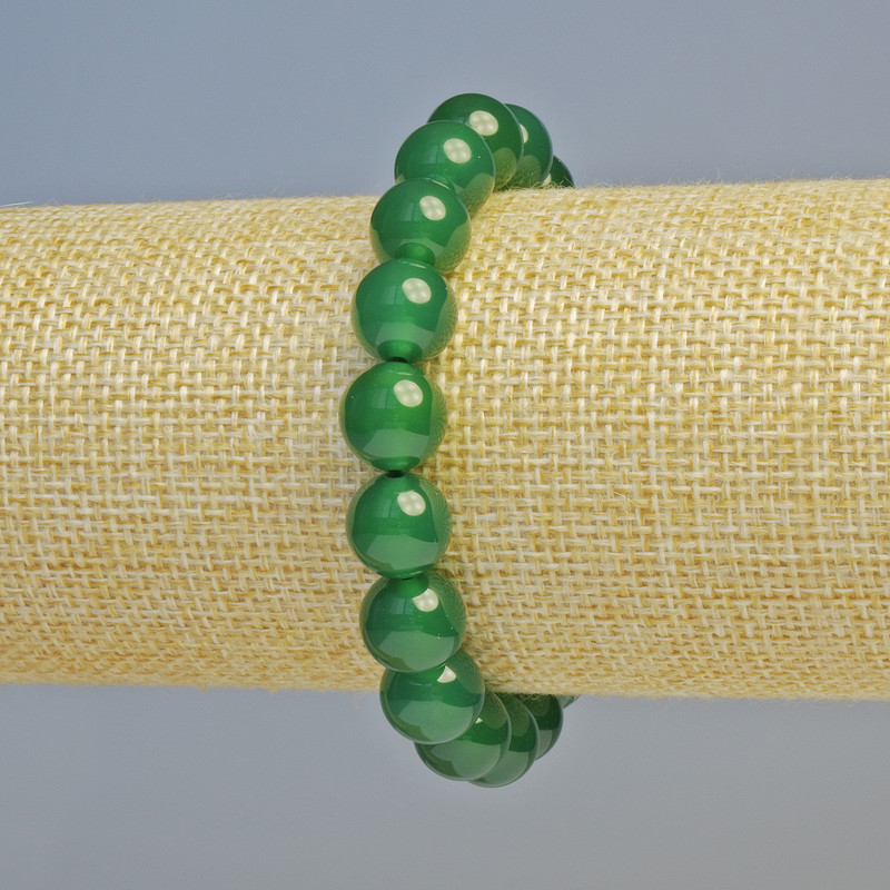 Brățară din crizopaz natural, cu bile netede de 10 mm, diametru ± (elastică), lungime 18 cm