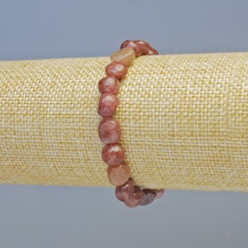Браслет Полуничний Кварц натуральний камінь галтівка, діаметр 9х10мм+- (стрейч), довжина 18см+