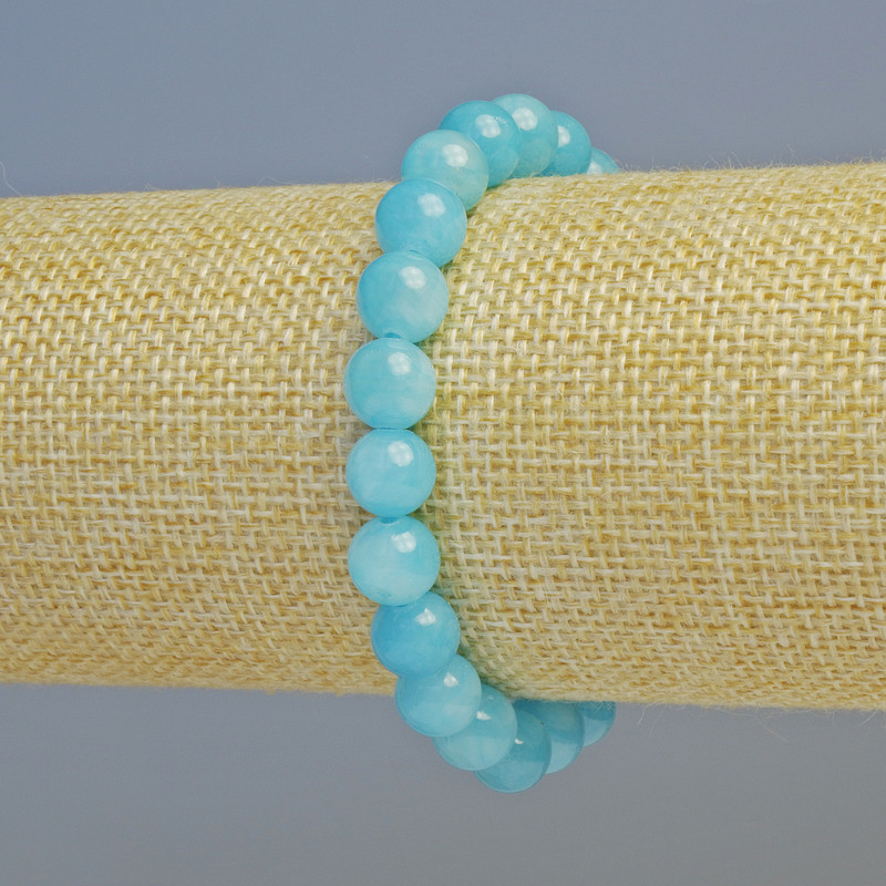 Brățară Acvamarin (acrilic artificial) mărgele lucioase, diametrul 8,5 mm +/- (elastică), lungime 18 cm+