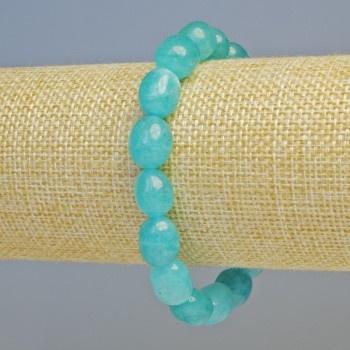 Brățară cu acvamarin natural, mărgele facetate, diametrul 9×12 mm ± (elastic), lungime 18 cm+