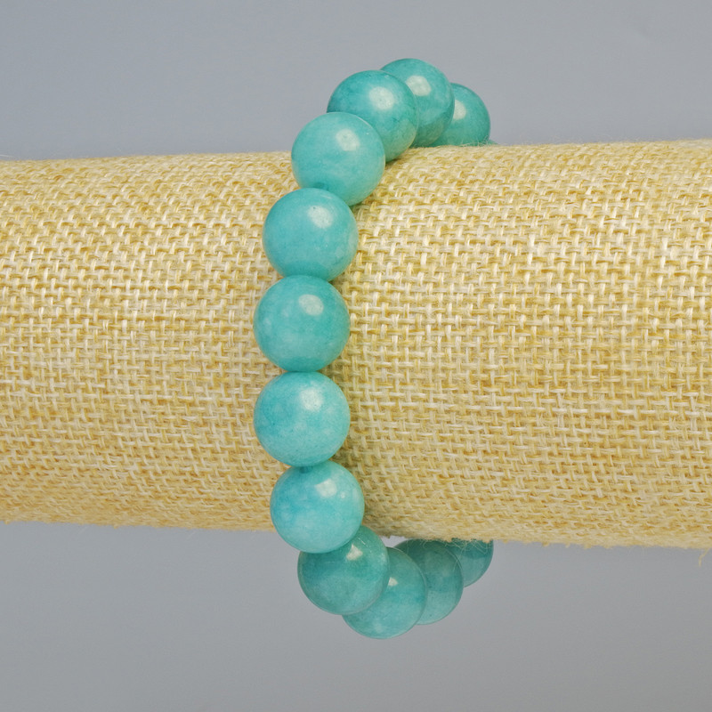 Brățară din acvamarin, piatră naturală, mărgele netede, diametrul 12 mm ± (elastic), lungime 18 cm+