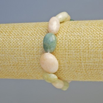 Brățară din morganit, piatră naturală, cu tăietură facetată, diametrul 10x15 mm +/- (elastic), lungime 18 cm+